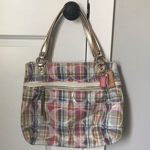 Coach Poppy Madras Glam Tote